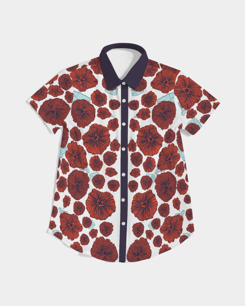 Floral Women's Short-Sleeve Button-up Women's All-Over Print Short Sleeve Button Up