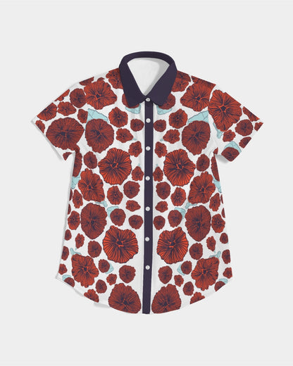 Floral Women's Short-Sleeve Button-up Women's All-Over Print Short Sleeve Button Up