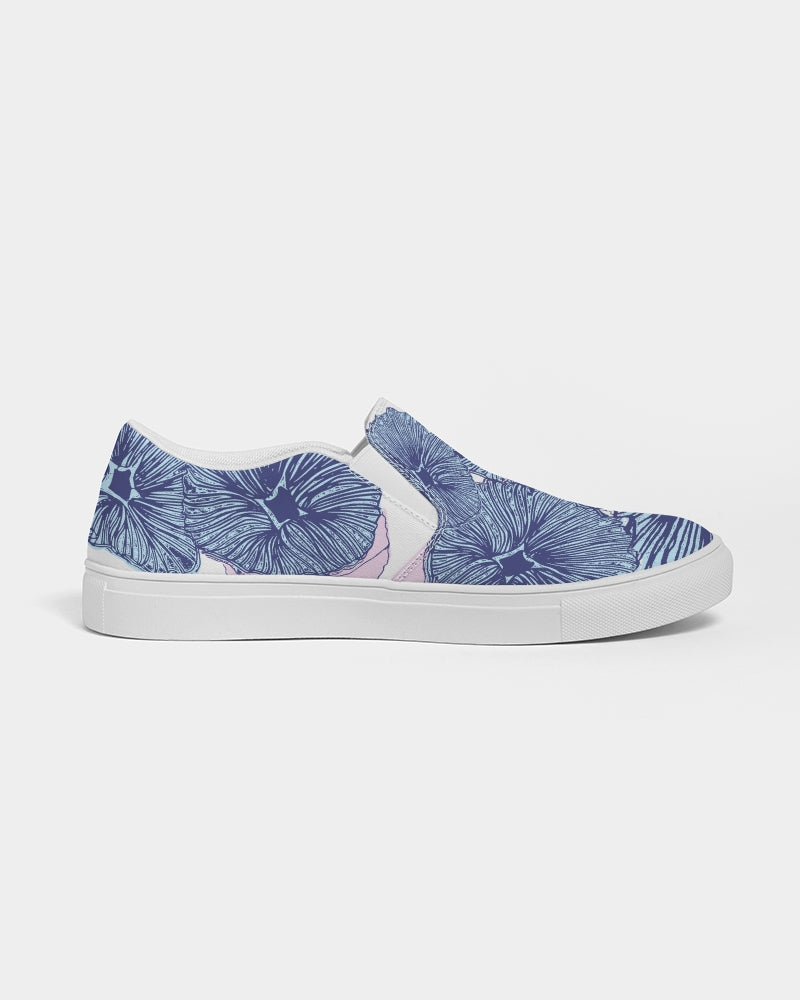 Blue Floral Women's Slip On Shoes Women's Slip-On Canvas Shoe