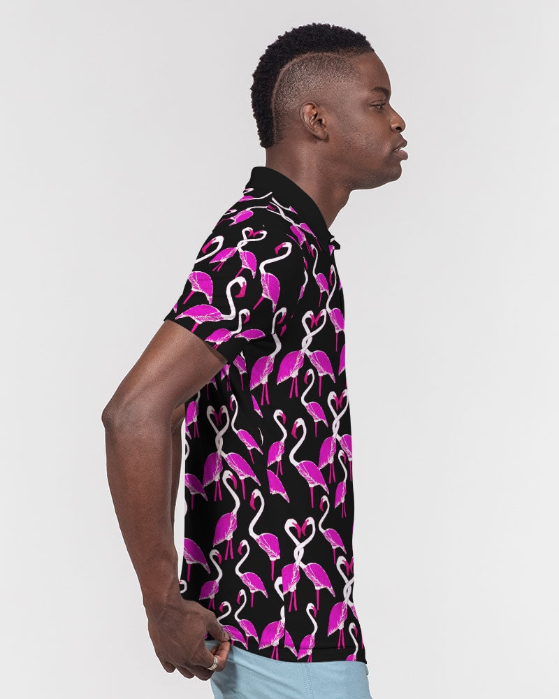 Flamingo Black Slim Fit Short Sleeve Men's Polo Shirt