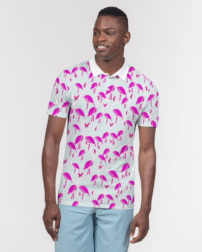 Flamingo Men's Polo Shirt Men's All-Over Print Slim Fit Short Sleeve Polo