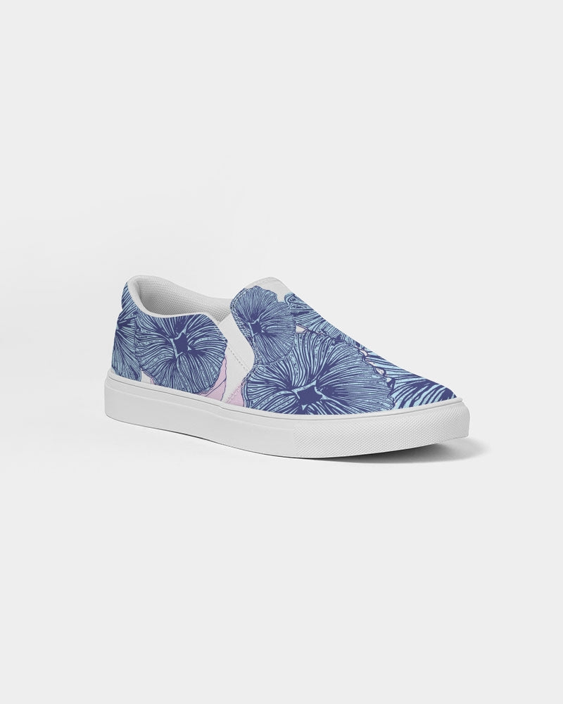 Blue Floral Women's Slip On Shoes Women's Slip-On Canvas Shoe