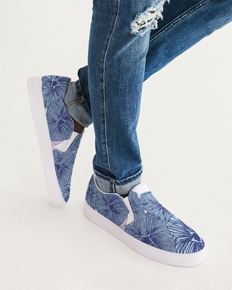 Blue Floral Men's Slip-On Canvas Shoe