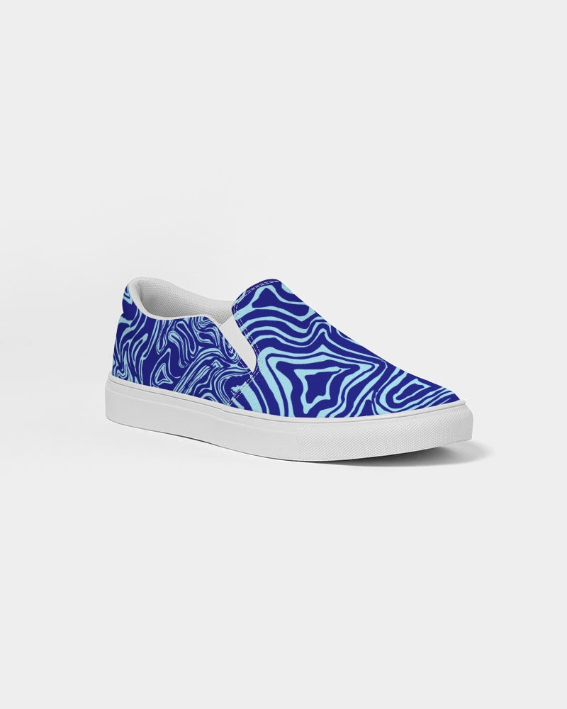 Women's Slip-On Shoes - Blue Abstract Print