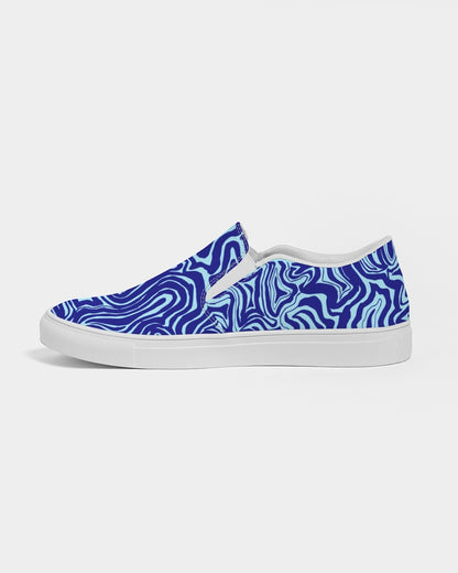 Women's Slip-On Shoes - Blue Abstract Print