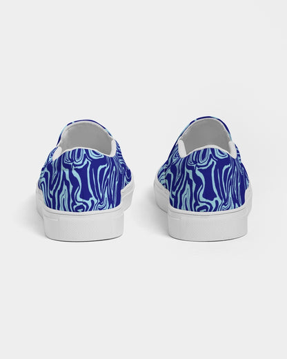 Women's Slip-On Shoes - Blue Abstract Print