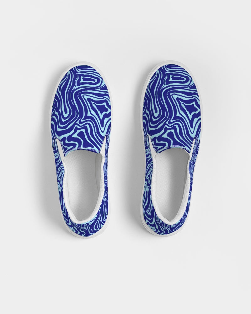 Women's Slip-On Shoes - Blue Abstract Print