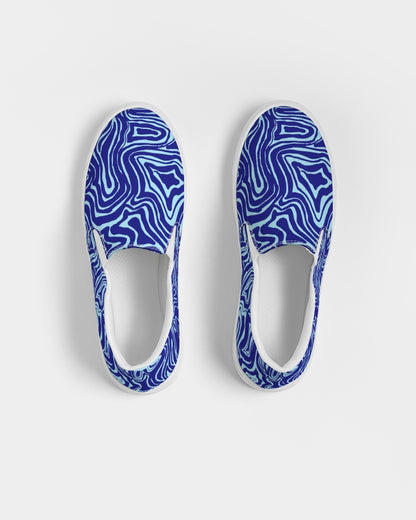 Women's Slip-On Shoes - Blue Abstract Print