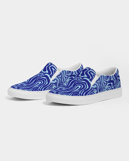 Women's Slip-On Shoes - Blue Abstract Print