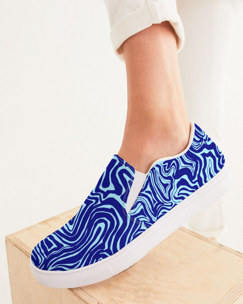 Women's Slip-On Shoes - Blue Abstract Print