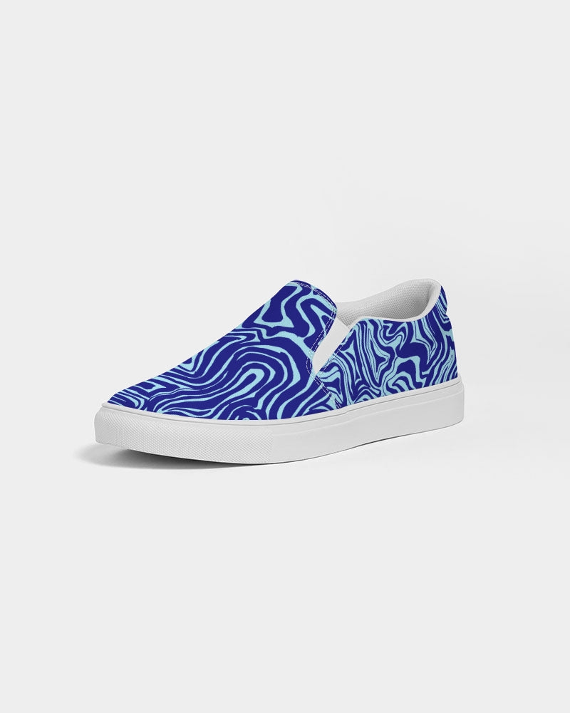 Women's Slip-On Shoes - Blue Abstract Print