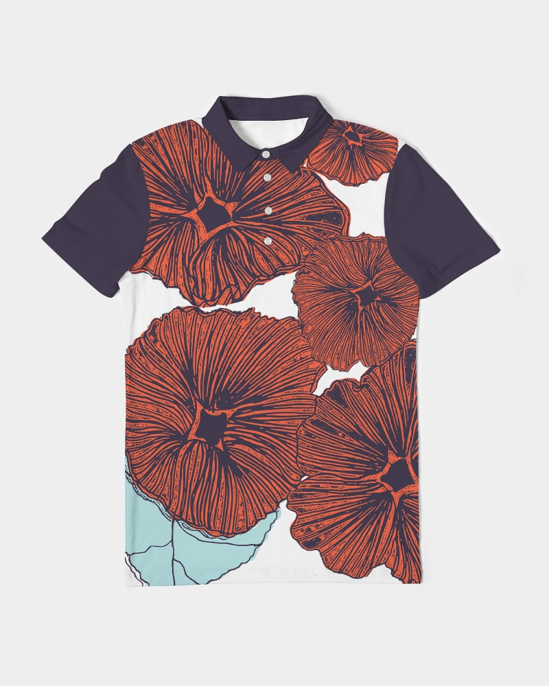 Flower Design Men's Slim Fit Golf Shirts