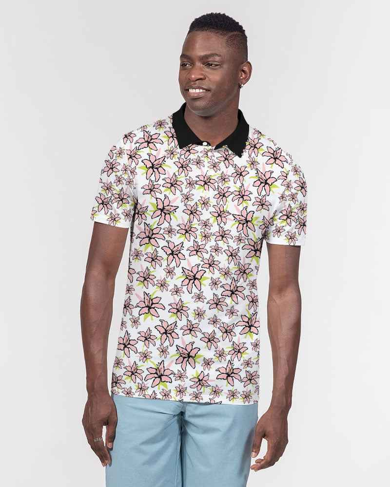 Flower Lilly Design Men's Slim Fit Golf Shirts