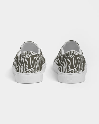 Men's Slip-On Shoes - Gray  and White Abstract Print