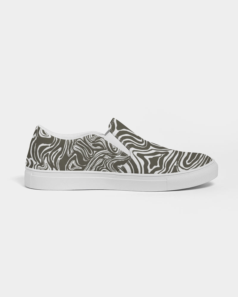 Men's Slip-On Shoes - Gray  and White Abstract Print