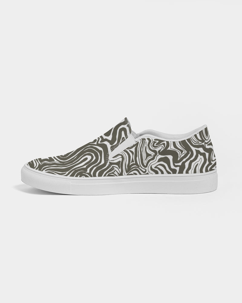 Men's Slip-On Shoes - Gray  and White Abstract Print