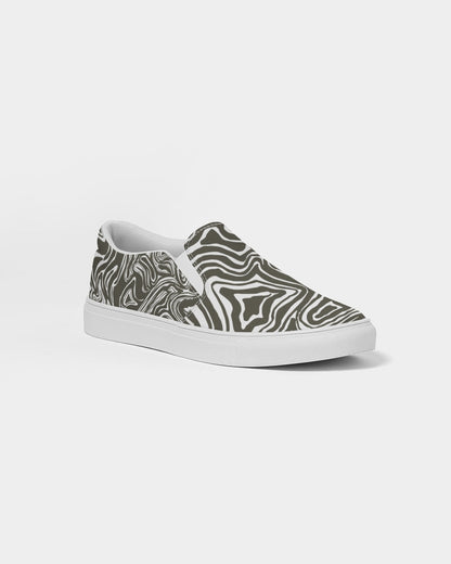 Men's Slip-On Shoes - Gray  and White Abstract Print