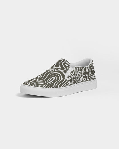 Men's Slip-On Shoes - Gray  and White Abstract Print