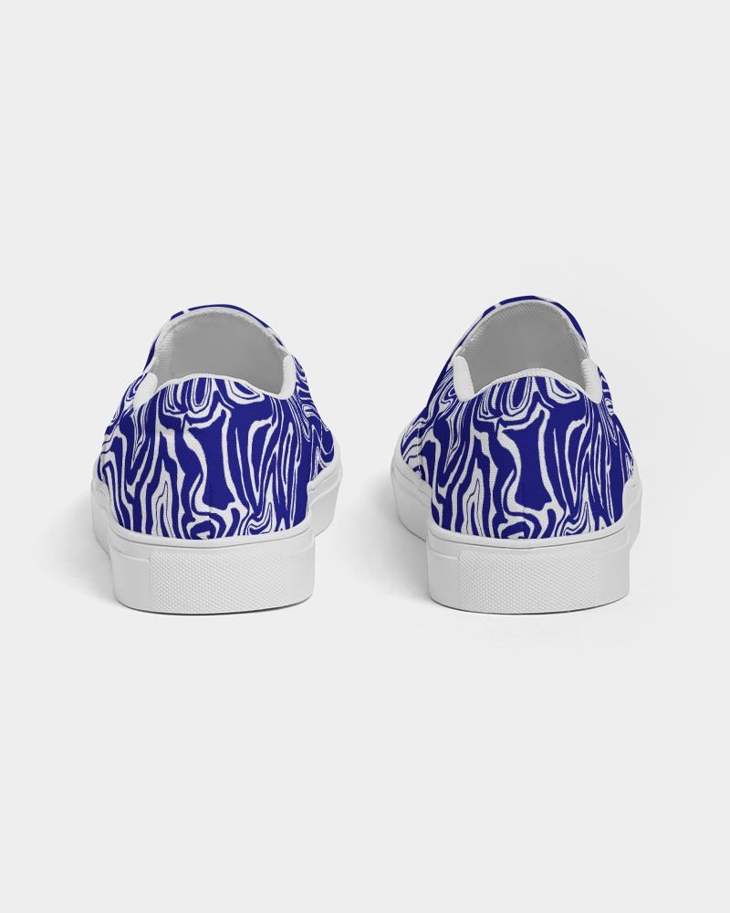 Men's Slip-On Shoes - Navy Blue Abstract Print