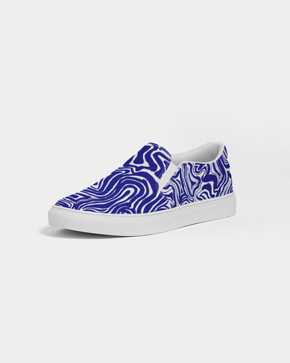 Men's Slip-On Shoes - Navy Blue Abstract Print