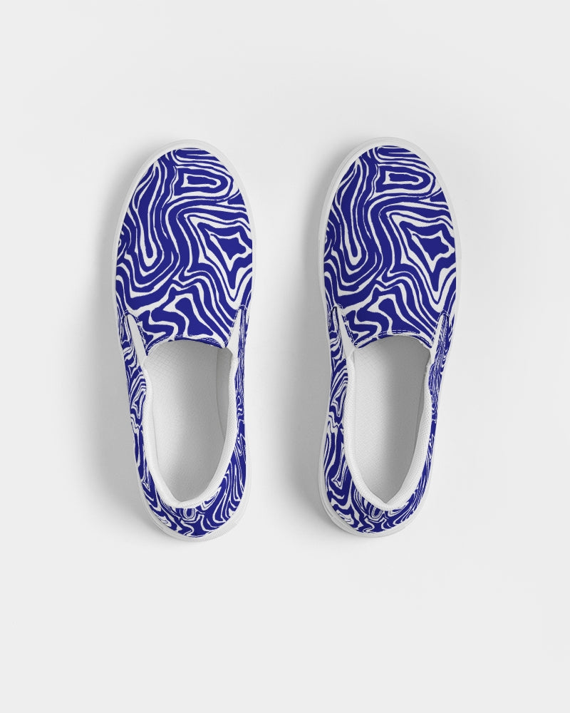 Women's Slip-On Shoes - Navy Blue Abstract Print