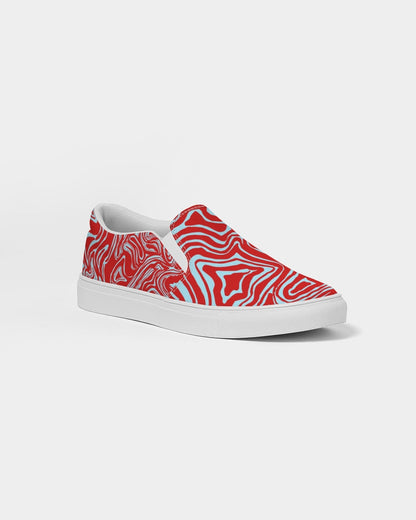 Women's Slip-On Shoes - Red & Blue Abstract Print