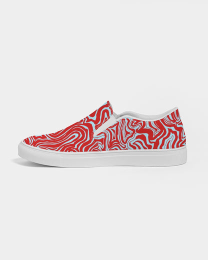 Women's Slip-On Shoes - Red & Blue Abstract Print