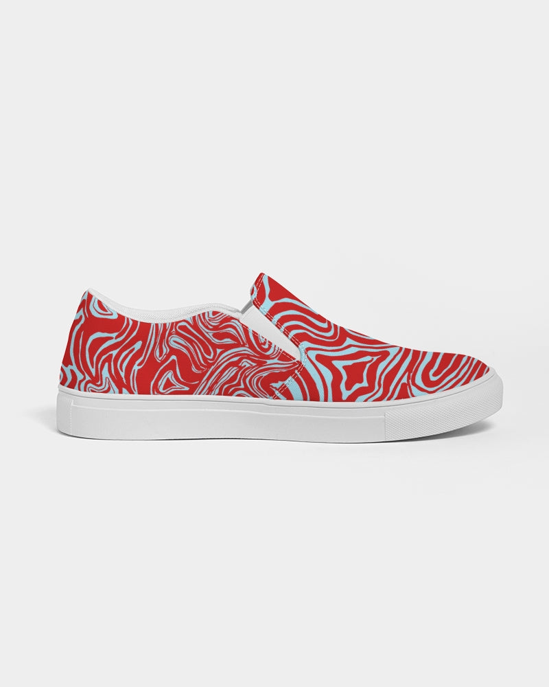 Women's Slip-On Shoes - Red & Blue Abstract Print