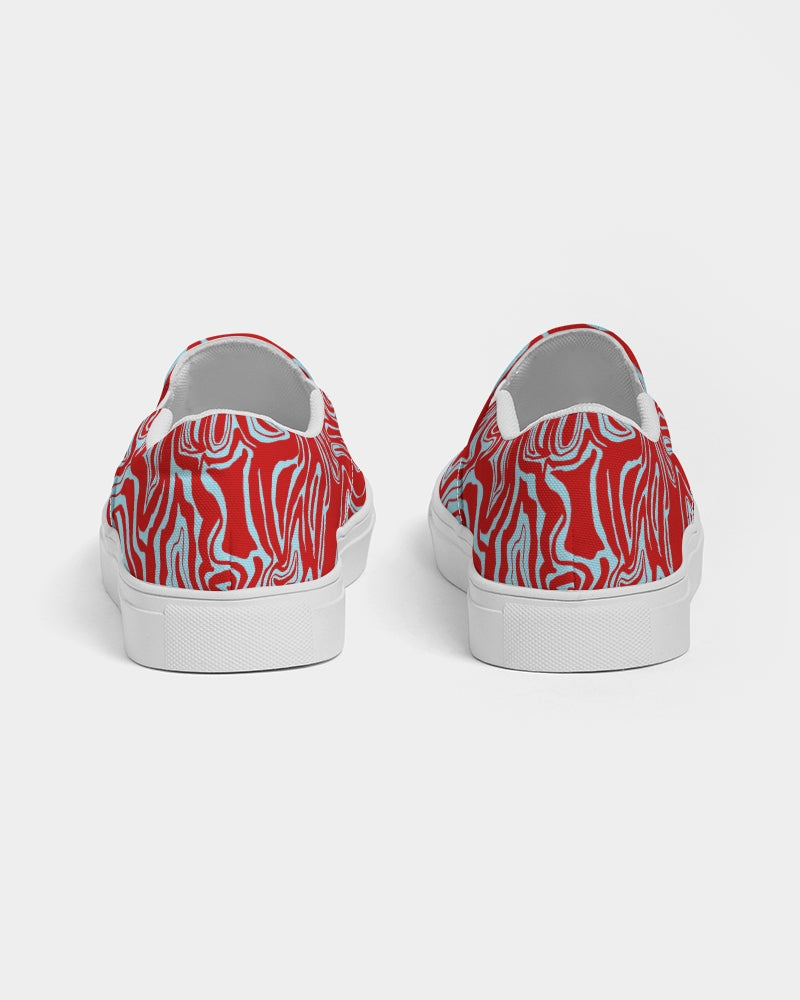 Women's Slip-On Shoes - Red & Blue Abstract Print