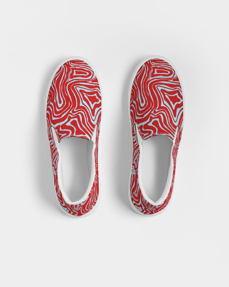 Women's Slip-On Shoes - Red & Blue Abstract Print