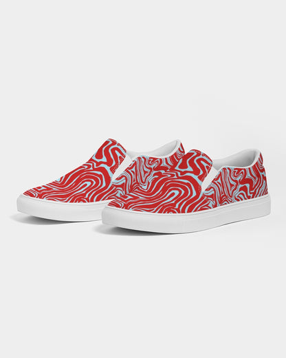 Women's Slip-On Shoes - Red & Blue Abstract Print