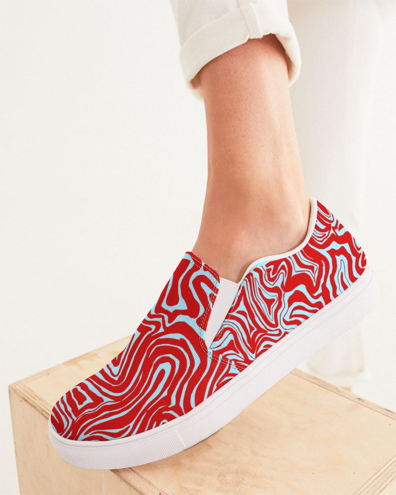 Bright red slip-on canvas shoes | Casual Slip On Shoes | Graphic Shoes | Artistic Shoes | Unique offers Print Shoes | Clizia Shoes | Casual Women