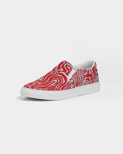 Women's Slip-On Shoes - Red & Blue Abstract Print