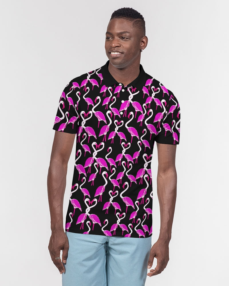 Flamingo Black Slim Fit Short Sleeve Men's Polo Shirt