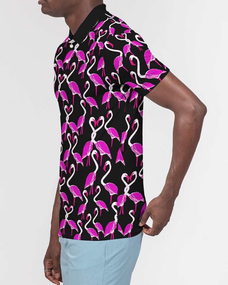 Flamingo Black Slim Fit Short Sleeve Men's Polo Shirt