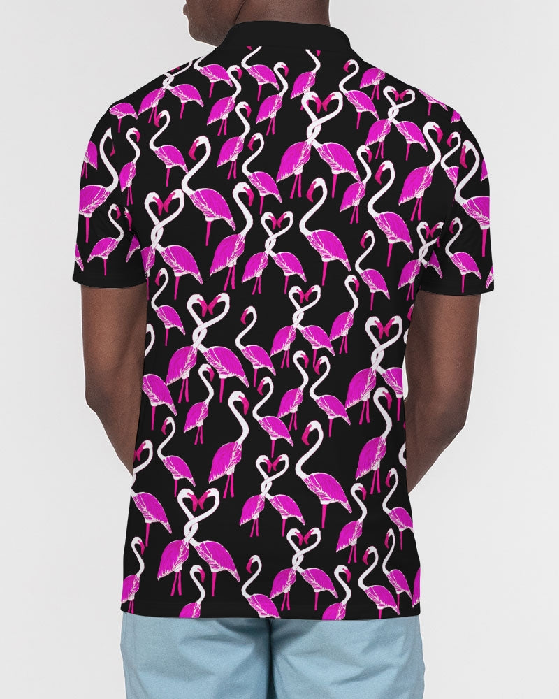 Flamingo Black Slim Fit Short Sleeve Men's Polo Shirt